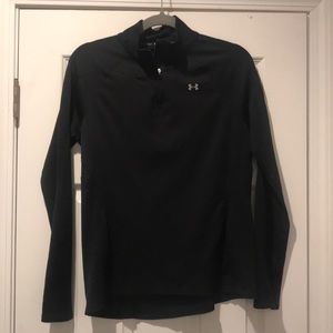 Under Armour - black half zip, heat gear, Large
